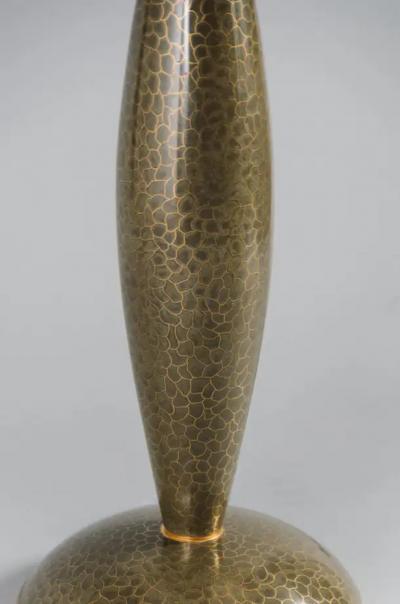 Robert Kuo Contemporary Cloisonn Baluster Lamp in Moss by Robert Kuo Limited Edition