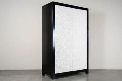 Robert Kuo Contemporary Cloud Armoire in Cream Lacquer by Robert Kuo
