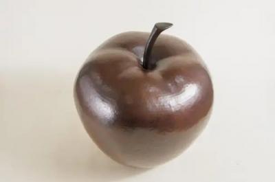 Robert Kuo Contemporary Copper Apple Sculpture by Robert Kuo Repouss Limited Edition