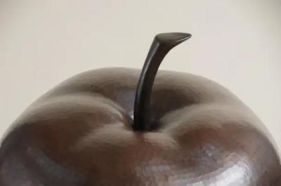 Robert Kuo Contemporary Copper Apple Sculpture by Robert Kuo Repouss Limited Edition
