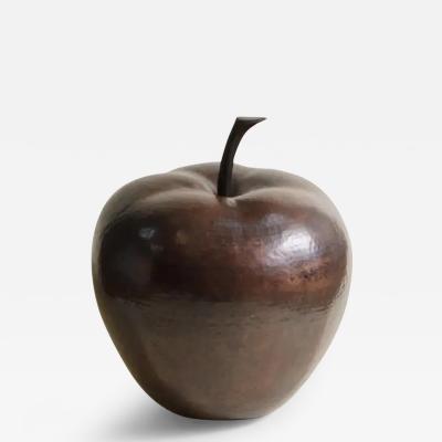 Robert Kuo Contemporary Copper Apple Sculpture by Robert Kuo Repouss Limited Edition