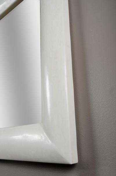 Robert Kuo Contemporary Cream Lacquer Square Mirror by Robert Kuo Limited Edition