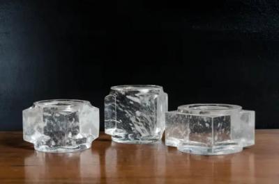 Robert Kuo Contemporary Crystal Zong Candlestand by Robert Kuo Limited Edition