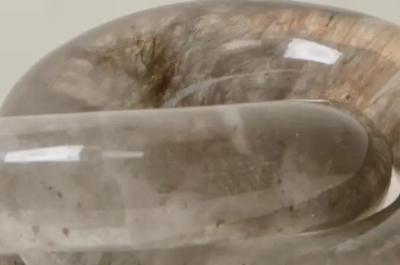 Robert Kuo Contemporary Double Ring Link Sculpture in Smoke Crystal by Robert Kuo