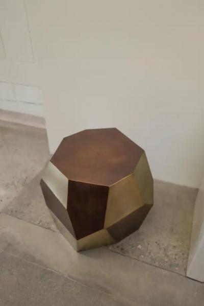 Robert Kuo Contemporary Faceted Tri Color Drumstool by Robert Kuo Limited Edition