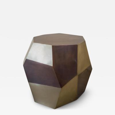 Robert Kuo Contemporary Faceted Tri Color Drumstool by Robert Kuo Limited Edition