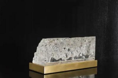 Robert Kuo Contemporary Falls Crystal w Brass Base Light by Robert Kuo Limited Edition