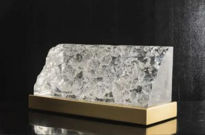 Robert Kuo Contemporary Falls Crystal w Brass Base Light by Robert Kuo Limited Edition