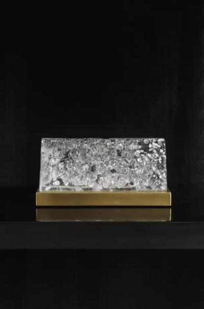 Robert Kuo Contemporary Falls Crystal w Brass Base Light by Robert Kuo Limited Edition