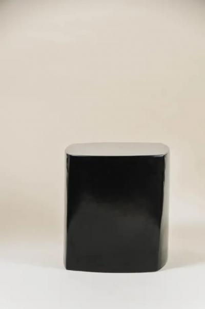 Robert Kuo Contemporary Fang Bei Drumstool in Black Lacquer by Robert Kuo Limited Edition
