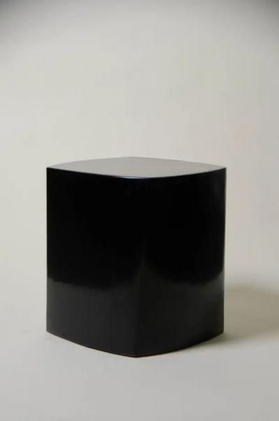 Robert Kuo Contemporary Fang Bei Drumstool in Black Lacquer by Robert Kuo Limited Edition