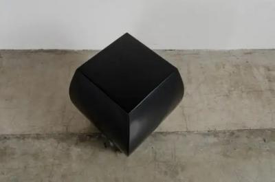 Robert Kuo Contemporary Fang Drumstool in Black Lacquer by Robert Kuo Limited Edition