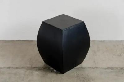 Robert Kuo Contemporary Fang Drumstool in Black Lacquer by Robert Kuo Limited Edition