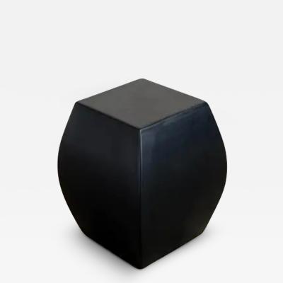 Robert Kuo Contemporary Fang Drumstool in Black Lacquer by Robert Kuo Limited Edition