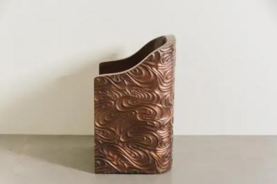 Robert Kuo Contemporary Fei Tian Wen Chair in Repouss Antiqued Copper by Robert Kuo