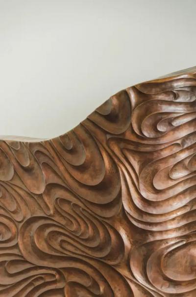 Robert Kuo Contemporary Fei Tian Wen Chair in Repouss Antiqued Copper by Robert Kuo