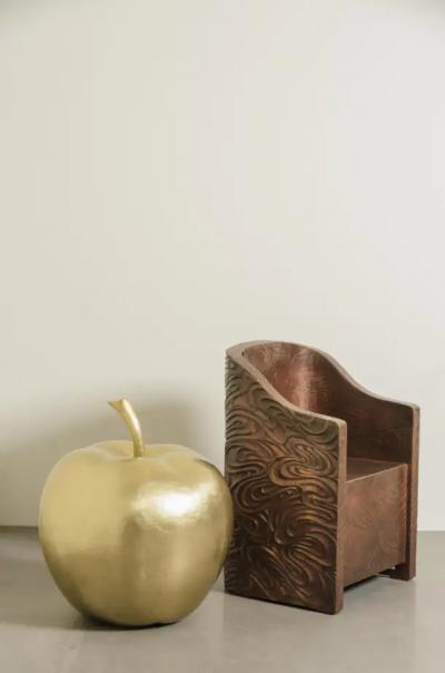 Robert Kuo Contemporary Fei Tian Wen Chair in Repouss Antiqued Copper by Robert Kuo