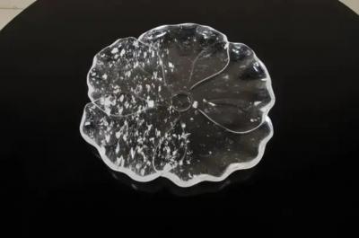 Robert Kuo Contemporary Hand Carved Crystal Flower Plate by Robert Kuo Limited Edition