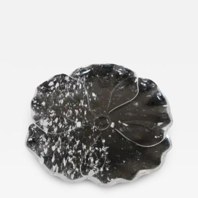 Robert Kuo Contemporary Hand Carved Crystal Flower Plate by Robert Kuo Limited Edition