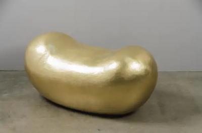 Robert Kuo Contemporary Hand Repouss Bao Seat in Brass by Robert Kuo Limited Edition