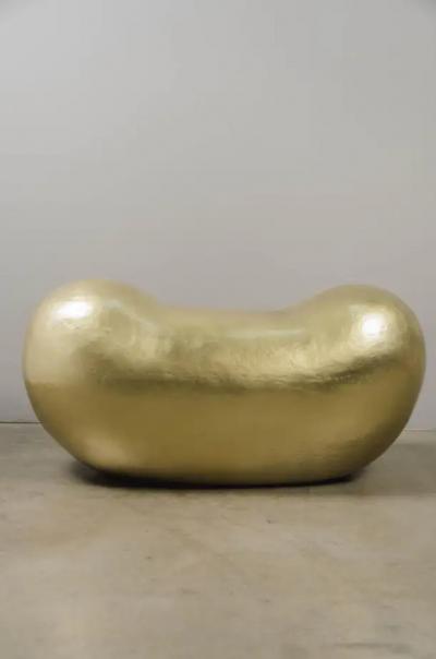 Robert Kuo Contemporary Hand Repouss Bao Seat in Brass by Robert Kuo Limited Edition
