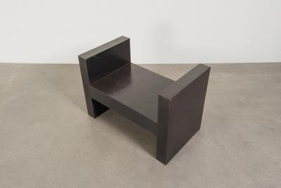 Robert Kuo Contemporary Hand Repouss H Chair in Black Copper Finish by Robert Kuo