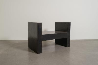 Robert Kuo Contemporary Hand Repouss H Chair in Black Copper Finish by Robert Kuo
