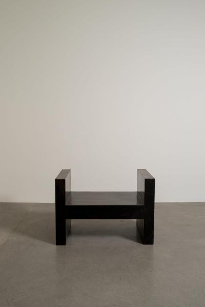 Robert Kuo Contemporary Hand Repouss H Chair in Black Copper Finish by Robert Kuo