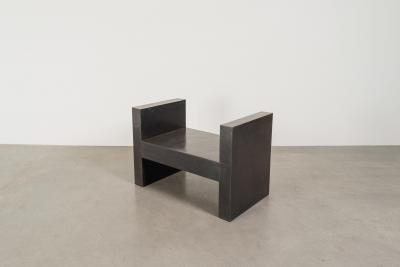 Robert Kuo Contemporary Hand Repouss H Chair in Black Copper Finish by Robert Kuo