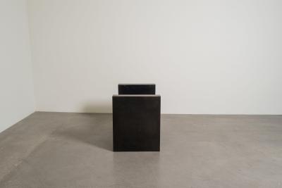 Robert Kuo Contemporary Hand Repouss H Chair in Black Copper Finish by Robert Kuo