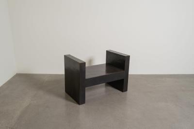 Robert Kuo Contemporary Hand Repouss H Chair in Black Copper Finish by Robert Kuo