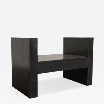 Robert Kuo Contemporary Hand Repouss H Chair in Black Copper Finish by Robert Kuo