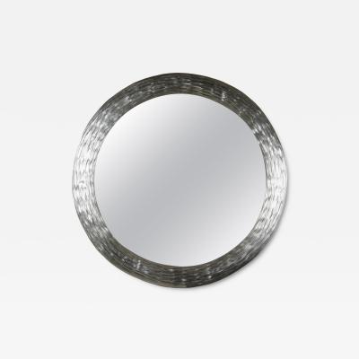 Robert Kuo Contemporary Hand Repouss Ju Wen Mirror in White Bronze by Robert Kuo