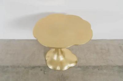 Robert Kuo Contemporary Hand Repouss Nuage Side Table in Brass by Robert Kuo