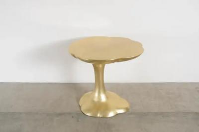 Robert Kuo Contemporary Hand Repouss Nuage Side Table in Brass by Robert Kuo