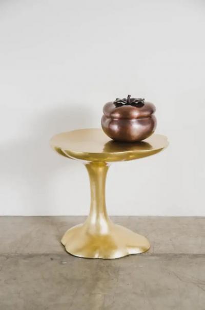 Robert Kuo Contemporary Hand Repouss Nuage Side Table in Brass by Robert Kuo