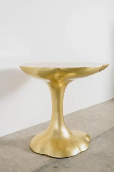 Robert Kuo Contemporary Hand Repouss Nuage Side Table in Brass by Robert Kuo