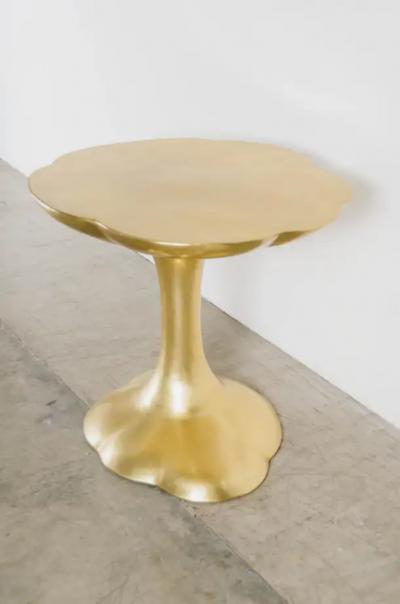 Robert Kuo Contemporary Hand Repouss Nuage Side Table in Brass by Robert Kuo