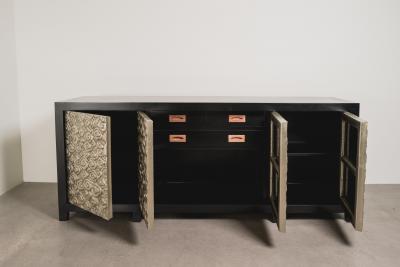 Robert Kuo Contemporary Hand Repouss White Bronze Cloud Design Buffet by Robert Kuo