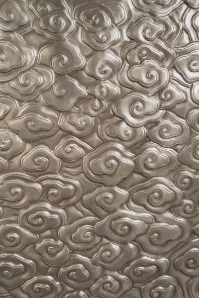 Robert Kuo Contemporary Hand Repouss White Bronze Cloud Design Buffet by Robert Kuo
