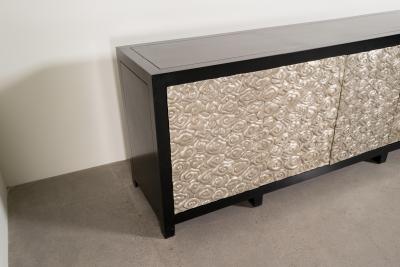 Robert Kuo Contemporary Hand Repouss White Bronze Cloud Design Buffet by Robert Kuo