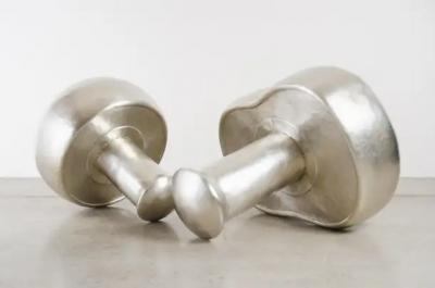 Robert Kuo Contemporary Hand Repouss White Bronze Mushroom Sculptures by Robert Kuo