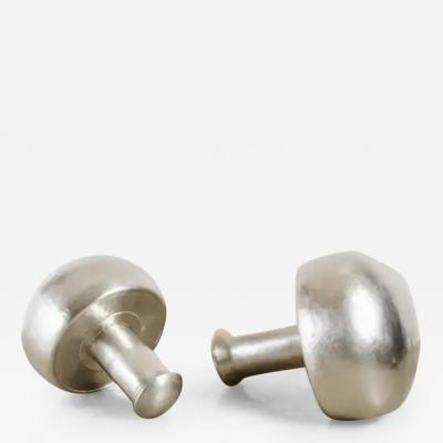 Robert Kuo Contemporary Hand Repouss White Bronze Mushroom Sculptures by Robert Kuo
