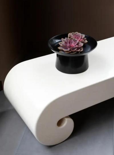 Robert Kuo Contemporary High Compote in Black Lacquer by Robert Kuo Limited Edition