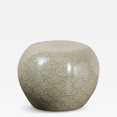 Robert Kuo Contemporary Hua Design Low Cloisonn Drumstool in Moss by Robert Kuo