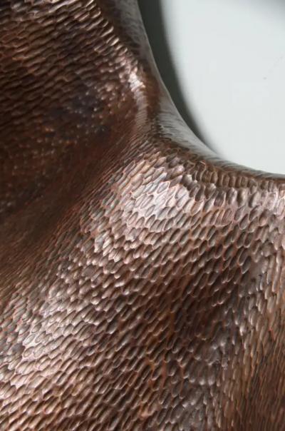 Robert Kuo Contemporary Ji Guan Mirror in Hand Repouss Copper by Robert Kuo