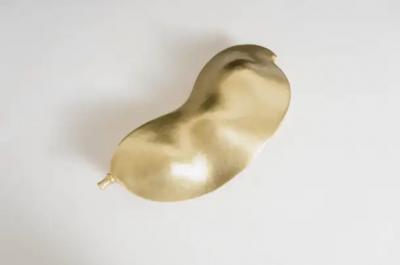 Robert Kuo Contemporary Lima Bean Sculpture in Brass by Robert Kuo Hand Repouss Limited
