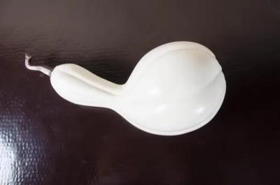 Robert Kuo Contemporary Long Han Gourd Sculpture in Cream Lacquer and Copper by Robert Kuo