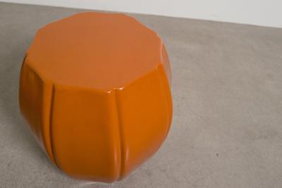 Robert Kuo Contemporary Mila Lacquer 8 Petal Drumstool by Robert Kuo Hand Repouss 