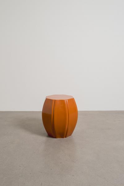 Robert Kuo Contemporary Mila Lacquer 8 Petal Drumstool by Robert Kuo Hand Repouss 